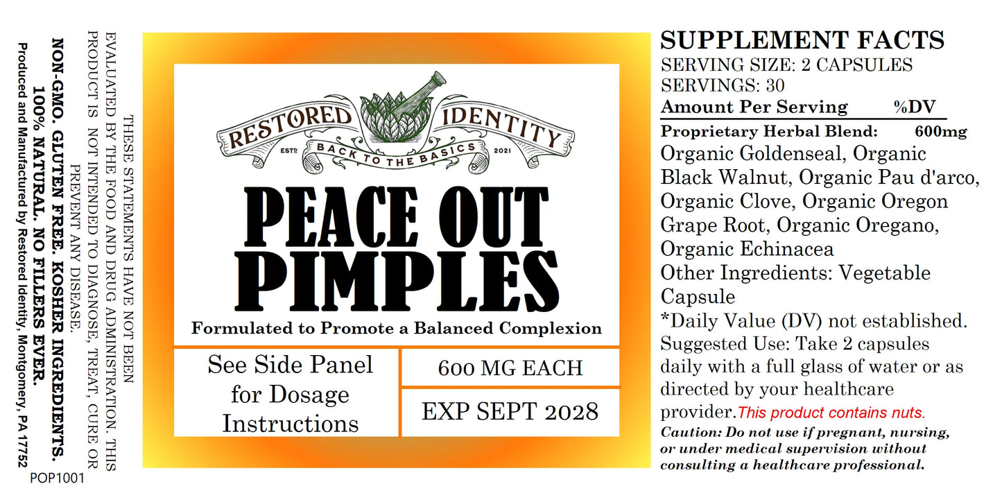 peace out pimples supplement